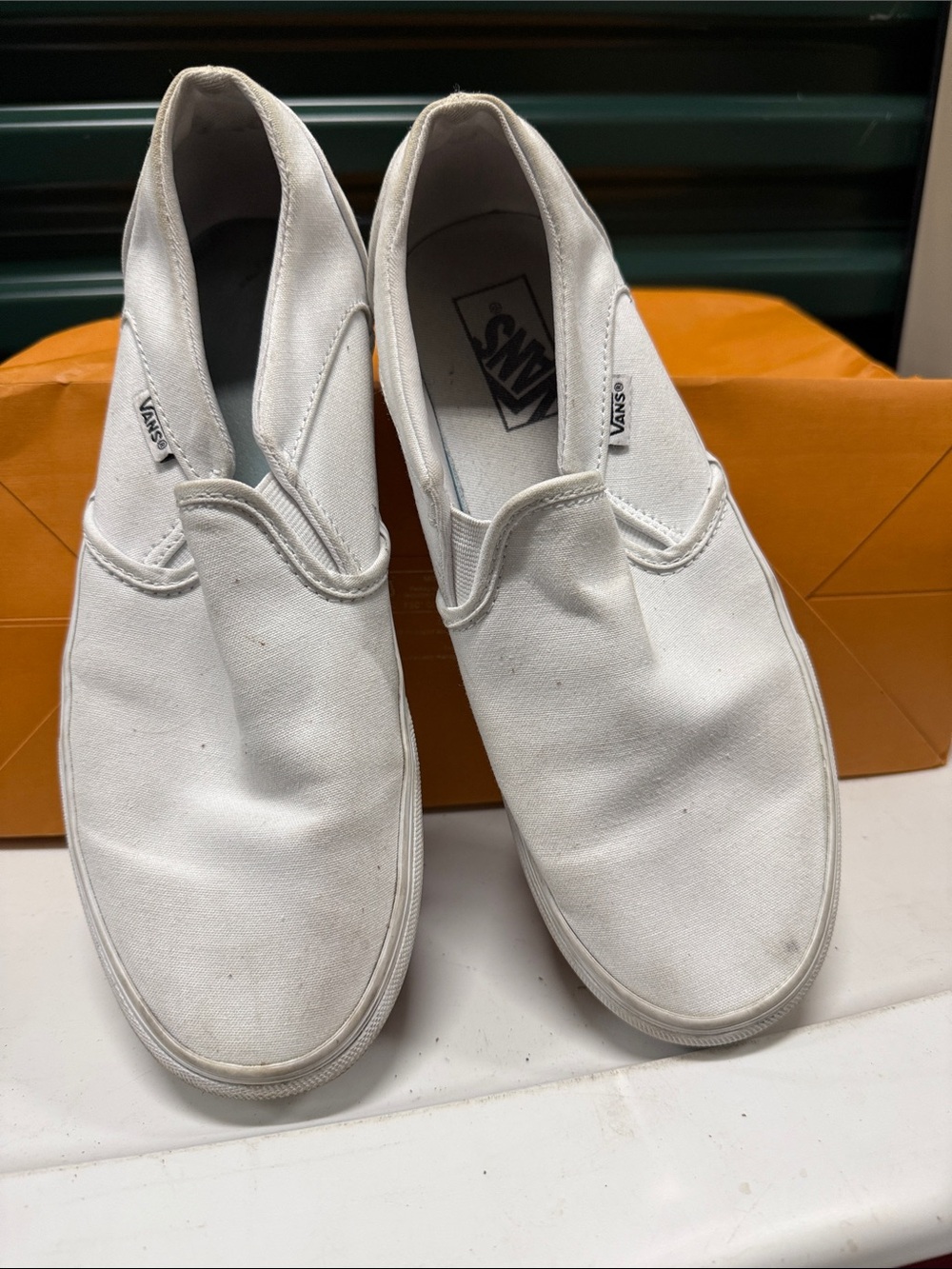 Vans White Slip-On Canvas Sneakers